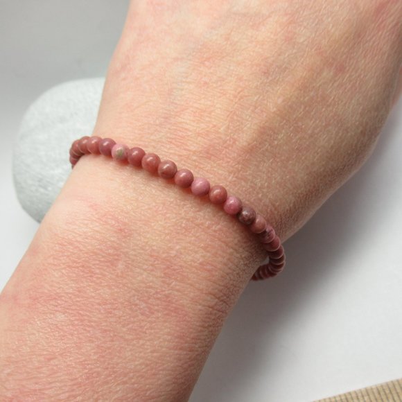 Rhodonite gemstone bead bracelet - Picture 7 of 8